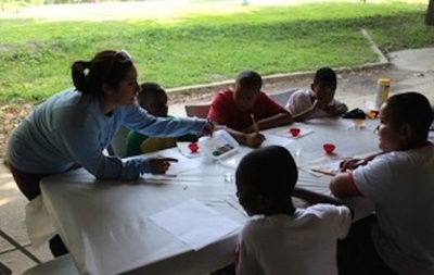 Students working together on a STEM activity